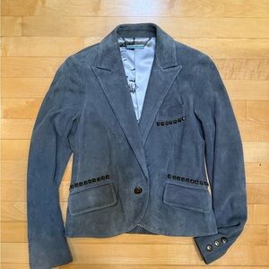 Morphine Generation Women's Suede Studded Blazer Jacket - Slate Gray